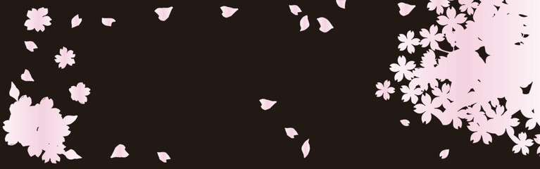 Fototapeta na wymiar バナー　桜　さくら　フレーム　背景　春　花　シルエット　コピースペース　イラスト素材