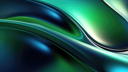 The close up of a glossy metal surface in cool blue and green colors with a soft focus. Generative AI AIG30. generative AI