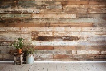 Distressed wood wall with rustic charm