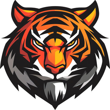 Vector tiger logo, tiger icon, tiger head, vector, isolated on transparent background. PNG