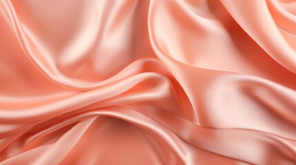 Soft texture of silk fabric, peach color, fabric background. The concept of a fashionable background for Christmas and New Year, Valentine's Day holiday.