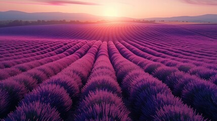 Aerial high view illustration of lavender fields beautiful. Generative AI.