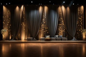 Set the mood for elegance and drama with a spotlight background, featuring beams of light that converge on a central point, creating a visually, Generative AI