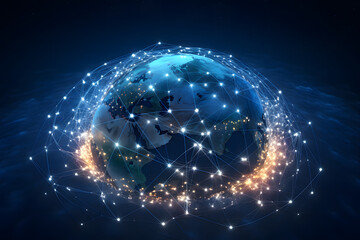世界のグローバルネットワークテクノロジー - obrazy, fototapety, plakaty
