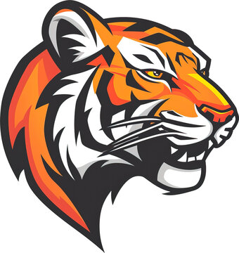 Vector tiger logo, tiger icon, tiger head, vector, isolated on transparent background. PNG