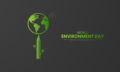 World Environment day, Save Environment save world, Creative Concept design for banner and poster. 3D illustration