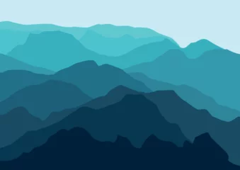 Fotobehang Beautiful landscape mountains. Vector illustration in flat style. © Fajarhidayah11