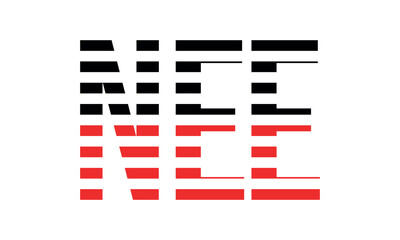 NEE three initial letter iconic line negative space minimal logo design vector template. monogram, abstract, wordmark, business, typography, minimalist, brand, company, flat, modern, unique, simple