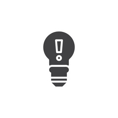 Light bulb with exclamation mark vector icon
