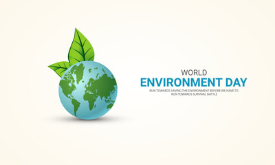 World Environment day, Save Environment save world, Creative Concept design for banner and poster. 3D illustration