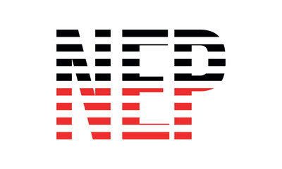 NEP three initial letter iconic line negative space minimal logo design vector template. monogram, abstract, wordmark, business, typography, minimalist, brand, company, flat, modern, unique, simple