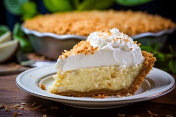 A coconut cream pie with a buttery graham cracker crust