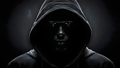 Man in Hood. Dark figure