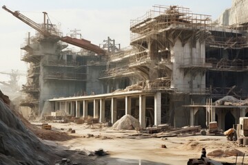 Fototapeta premium A construction site with unfinished architectural marvels