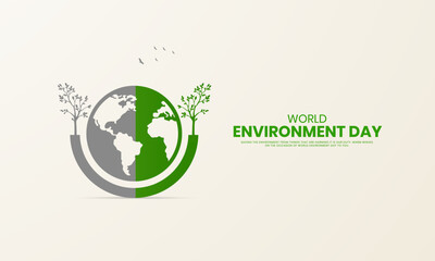 World Environment day, Save Environment save world, Creative Concept design for banner and poster. 3D illustration