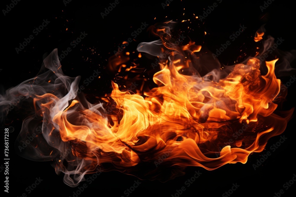 Poster a fluid motion shot of distorted flames in a campfire, dancing unpredictably