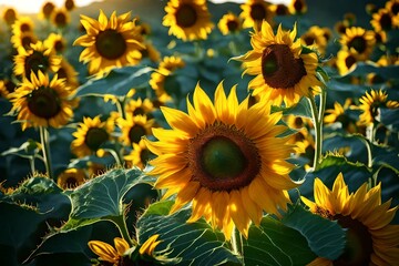 A radiant sunflower, its vibrant petals in full bloom, artistically presented in breathtaking