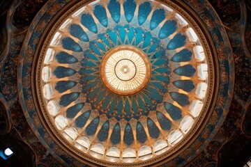 A mosque's dome with intricate Eid decorations