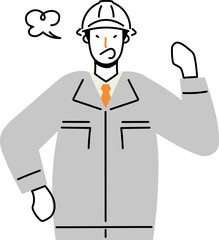 激怒する作業服を着た男性