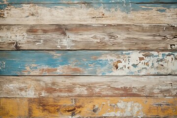 Weathered Barn Wood with a Grungy, Colorful Patina, Creating a Rustic and Nostalgic Background, Generative AI