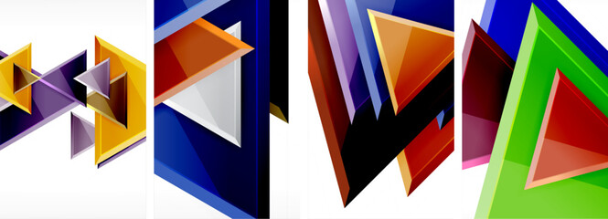 Triangle composition poster background set for wallpaper, business card, cover, poster, banner, brochure, header, website