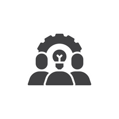 People with gear and lightbulb vector icon