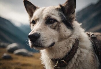 A dog, a stray. A large wolf-like animal surrounded by wild nature.