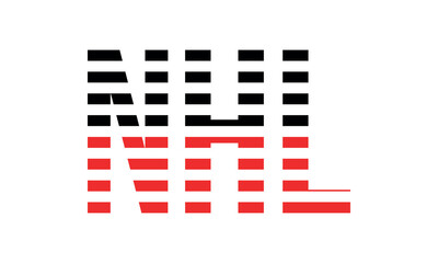 NHL three initial letter iconic line negative space minimal logo design vector template. monogram, abstract, wordmark, business, typography, minimalist, brand, company, flat, modern, unique, simple