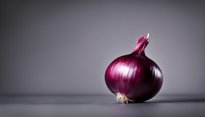 Red onion on black background