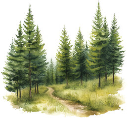 Fototapeta na wymiar Pine forest isolated on transparent background. PNG