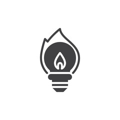 Light bulb with a flame vector icon