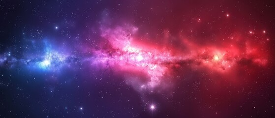 a colorful space filled with lots of stars and a bright red and blue star in the center of the image.