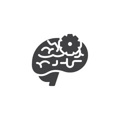 Brain with gear vector icon