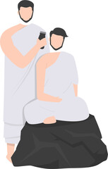 Hajj Illustration, Muslim wearing ihram. Eid Al adha Illustration 