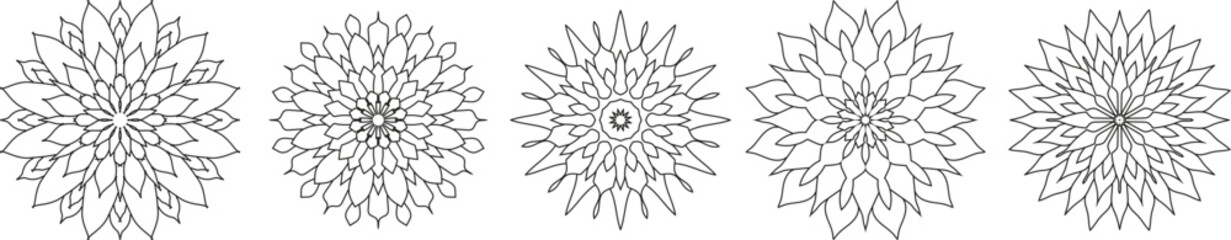 Golden mandala on a black background, vector illustration.