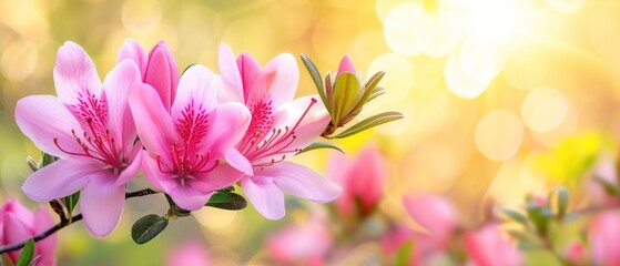 a close up of a pink flower with a blurry background of pink flowers in the foreground and a blurry background of green leaves in the foreground.