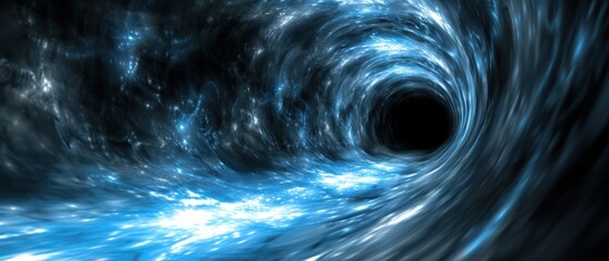 a large black hole in the middle of a space filled with stars and a black hole in the middle of the space.