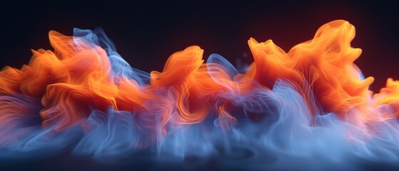 a blurry image of orange and blue smoke on a black background with a black back ground and a black back ground.