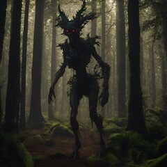 Fototapeta premium Monster In Forest Background Very Cool