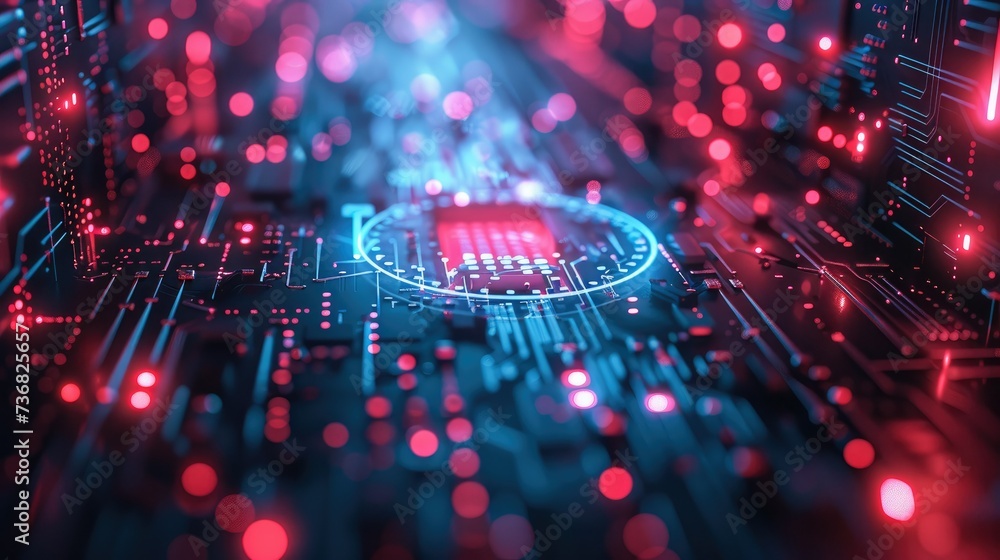 Leinwandbilder abstract glowing processor chip representing cyber security concept and data protection, cyber secur