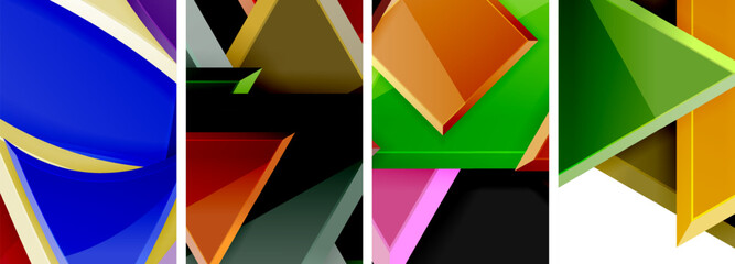 Triangle composition poster background set for wallpaper, business card, cover, poster, banner, brochure, header, website