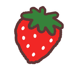 シンプルな手書き風いちごのイラスト（主線あり）