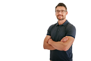 Mature, man and entrepreneur in confidence with smile for small business, professional and start up on png transparent background. Businessman, portrait and happy for growth and opportunities.