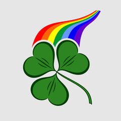 Shamrock on magic rainbow. Symbol of St. Patrick's Day, Irish holiday