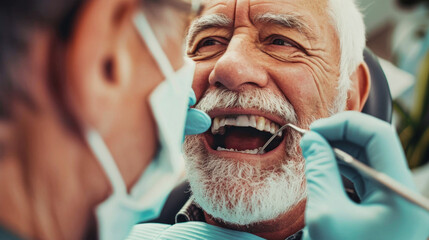 Elderly Man Undergoing Dental Check-up With a Dentist