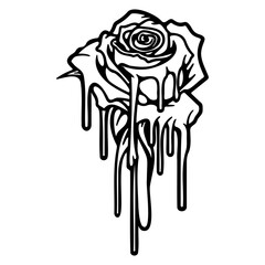 Fototapeta premium Creative rose flower with dripping drops of thick
