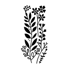 botanical graphic sketch drawing, trendy tiny tattoo design, floral elements vector illustration