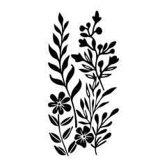 Fototapeta premium botanical graphic sketch drawing, trendy tiny tattoo design, floral elements vector illustration