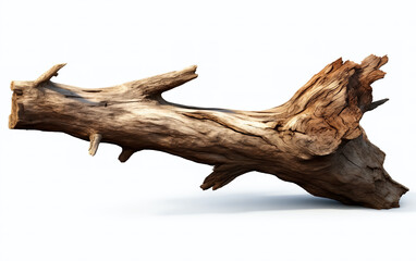 Fototapeta premium Dry tree twigs or Dead tree on white background. Minimal background for summer concept