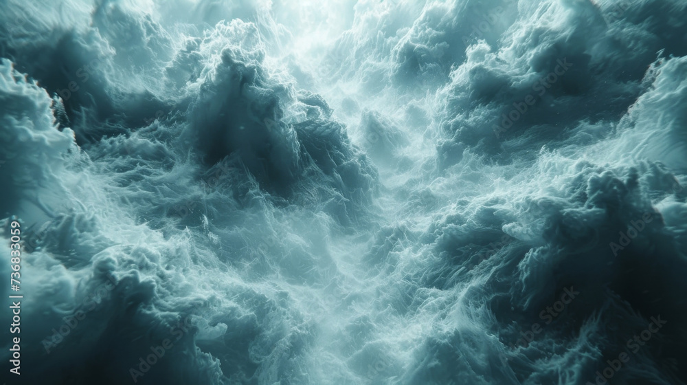 Poster intense closeup of the depth and intricacy in the texture of fastmoving stormy clouds.